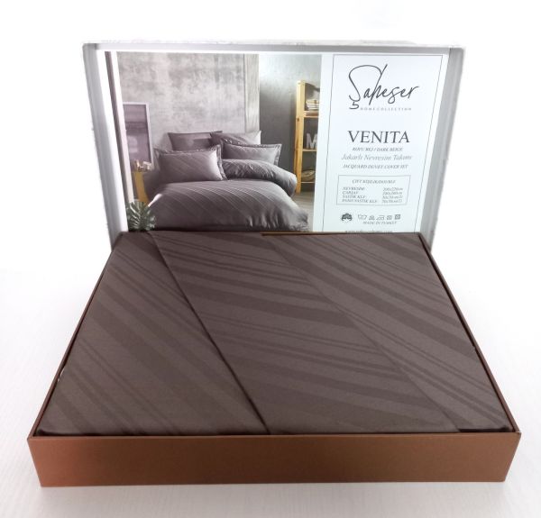 Постільна білизна Saheser Jacquard Vip Satin 200X220 Venita Dark Beige