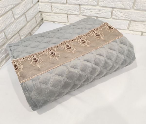 Покривало велюрове з мереживом Model-4 200x230 Gray
