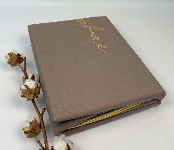 Постільна білизна Koloco сатин з вишивкою 200x230 см Light  Brown