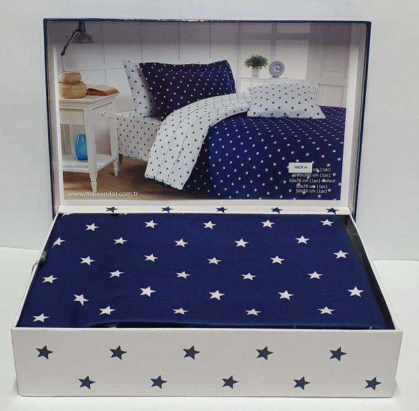 Постільна білизна Maison D'or сатин 160х220 Stars Navy