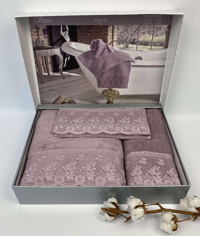 Рушники Maison D'or 3шт Sessa Dark lilac