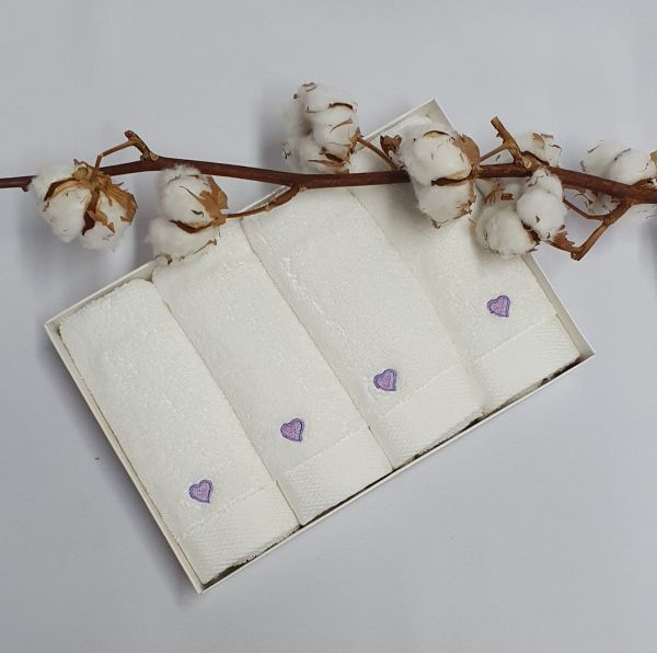 Рушники Maison D'or 4шт Micro Love Set White - Dark Lilac
