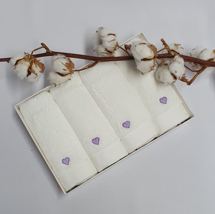 Рушники Maison D'or 4шт Micro Love Set White - Dark Lilac