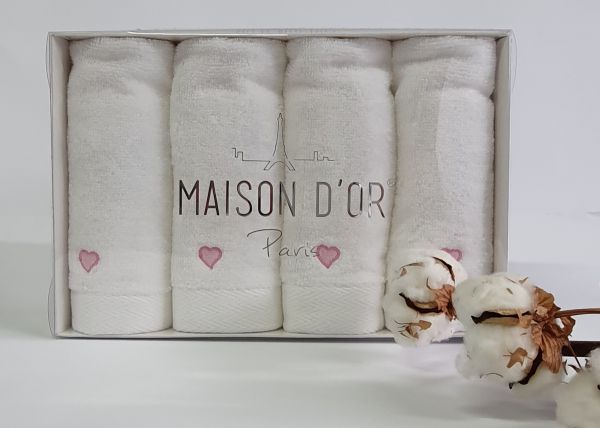 Рушники Maison D'or 4шт Micro Love Set White - Pink