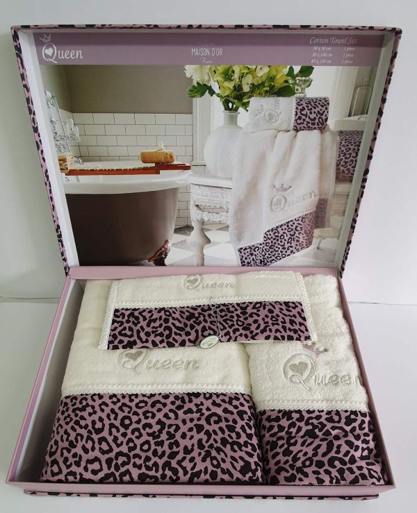 Рушники Maison D'or 3шт Queen Ecru Dark Lilac