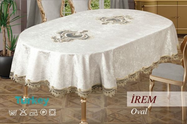 Скатертина велюр Sagol 160x220 ovale IREM Cappucino