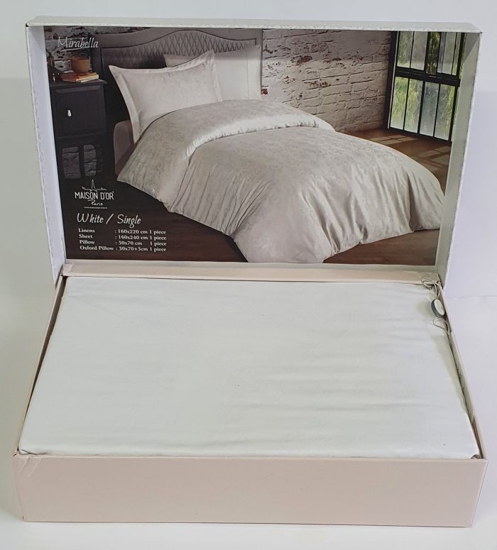 Постільна білизна Maison D'or сатин жаккард 160х220 Mirabella White