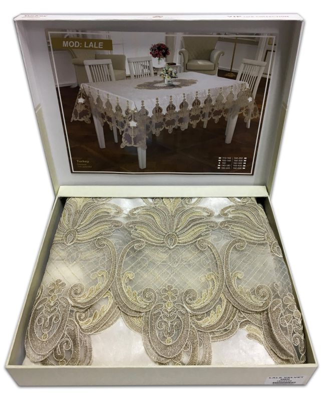 Скатертина Велюр Acme Tekstil 160x220 Lale Krem
