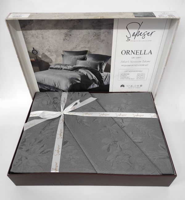 Постільна білизна Saheser Jacquard Vip Satin 200X220 Ornella Gri /Grey