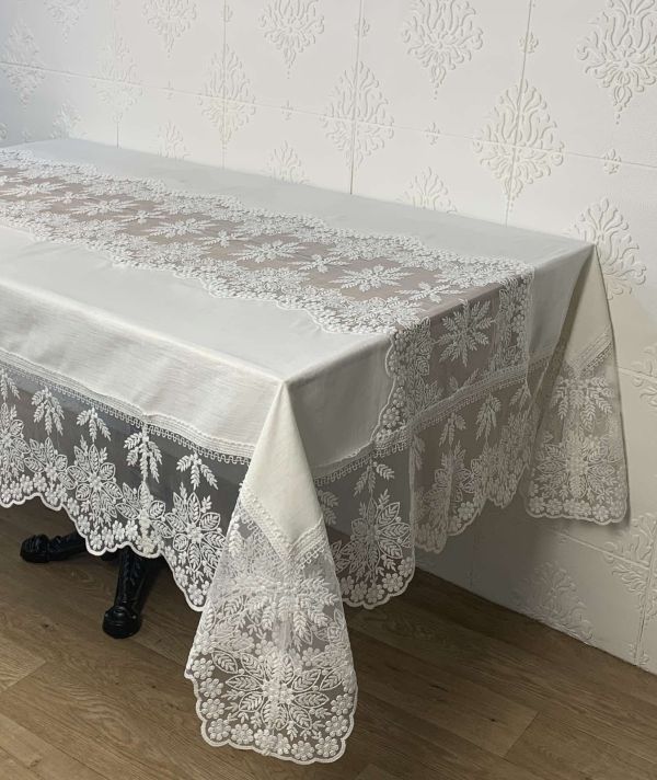 Скатертина  Acme Tekstil 160x220 Kis Masali Krem PVS