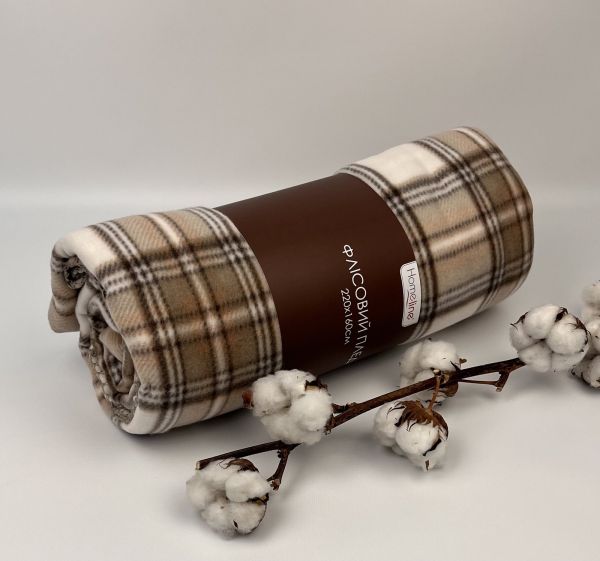 Плед флісовий Home Line 160х220 Полар принт клітинка Beige