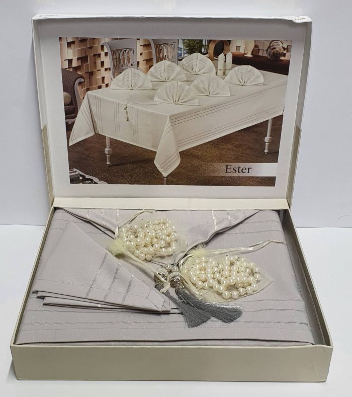Скатертина Set Maison Royale 160x220+8 psc Ester Grey
