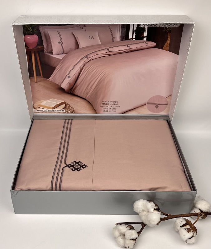 Постільна білизна Maison D'or Deluxe сатин 200х220 Rosa-Grey