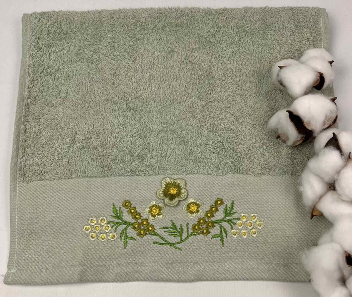 Махровий рушник Ma Me 30х50 Flowers 4 Light green