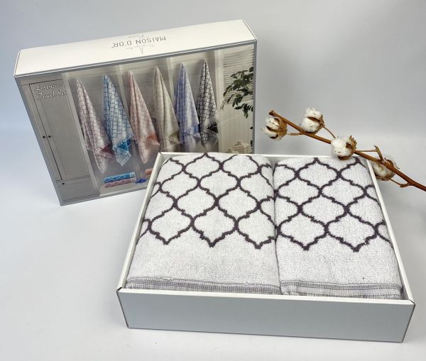 Рушники Maison D'or 2шт Lorenza Grey-White
