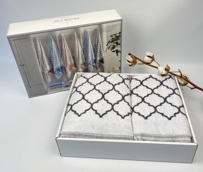 Рушники Maison D'or 2шт Lorenza Grey-White