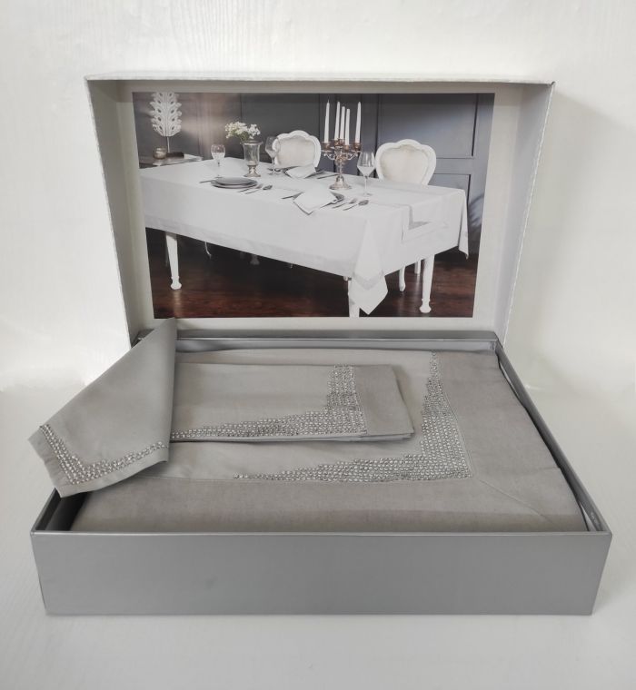 Скатертина Set Maison D'or 150х320+40x140+10psc Diamond T.Cloth Grey