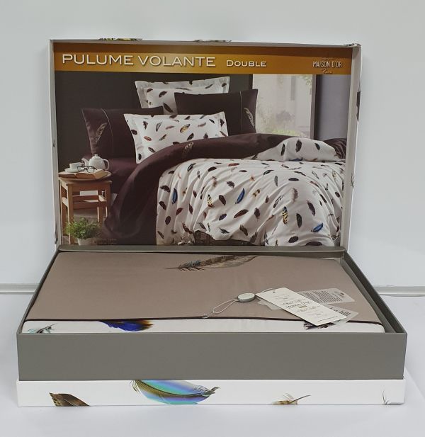 Постільна білизна Maison D'or сатин з вишивкою 200х220 Pulume Volante Beige