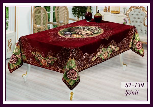 Скатертина велюрова Sagol 140x180 St-139 V-4 Bordo