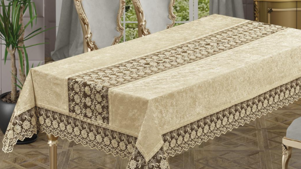 Скатертина Велюр Maison Royale 160x400 Buket Cappucino