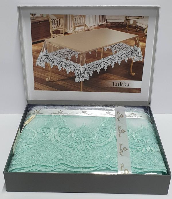 Силіконова скатертина з мереживом Maison Royale 160х220 Lukka Green