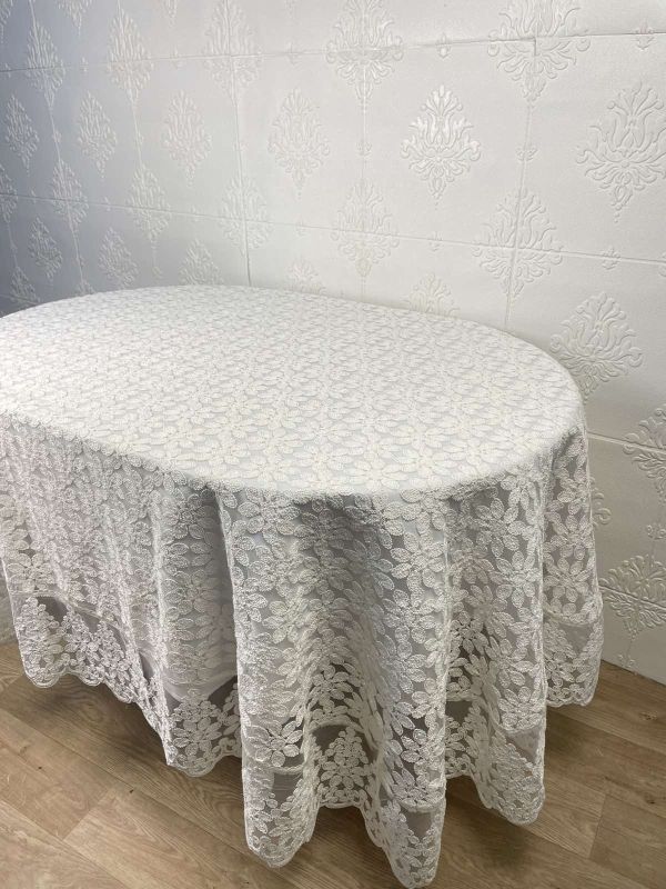 Скатертина Велюр Acme Tekstil 160x300 ovale Lux Daisy Krem PVS
