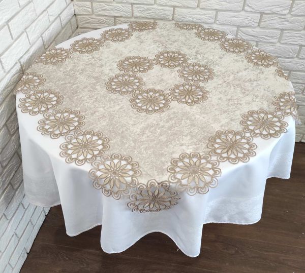 Квадрат велюровий Acme з мереживом 100*100 Sahra Cappicino