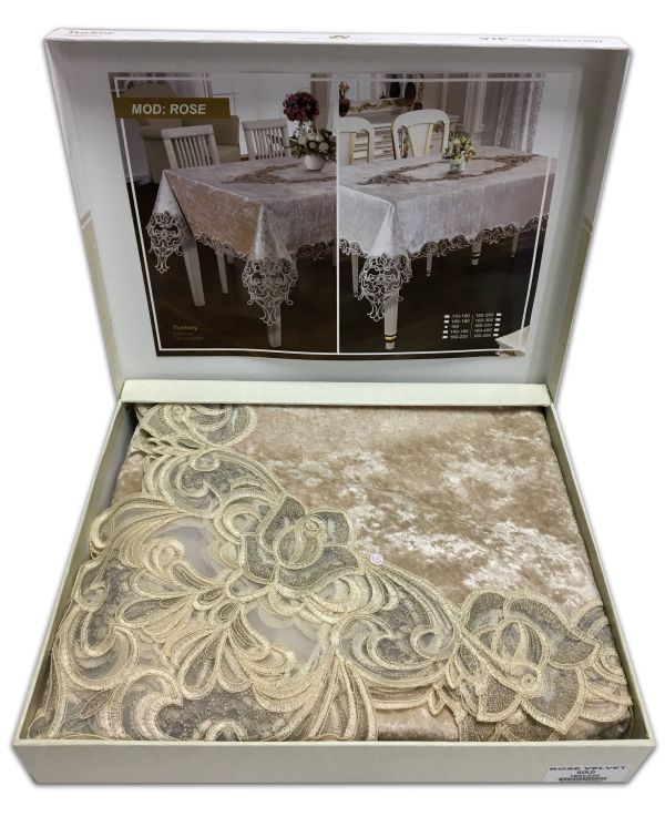 Скатертина Велюр Acme Tekstil 160x220 Rose Capiccino