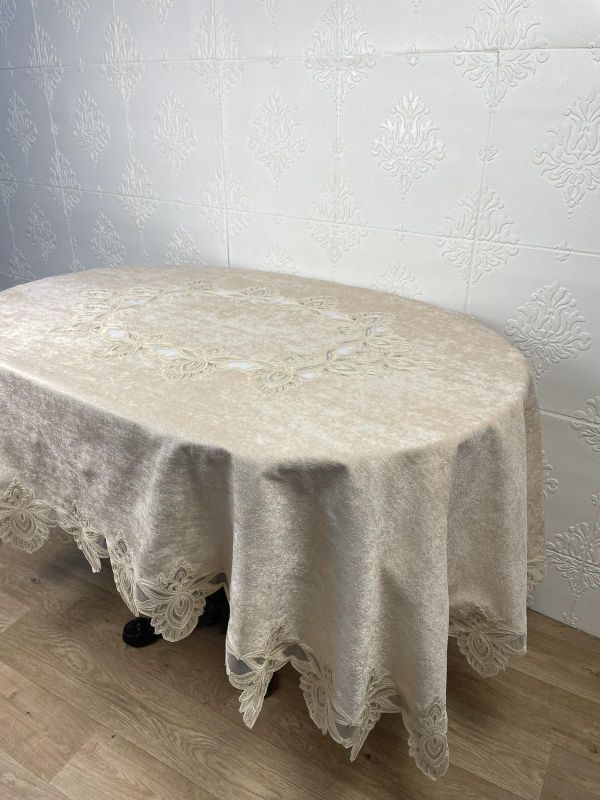 Скатертина Велюр Acme Tekstil 160x260 ovale Cinar Capiccino PVS