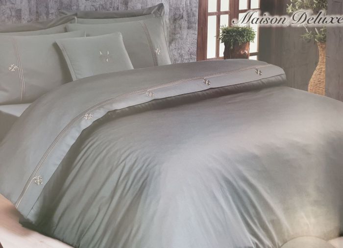 Постільна білизна Maison D'or Deluxe сатин з вишивкою 200х220 Grey-Grey