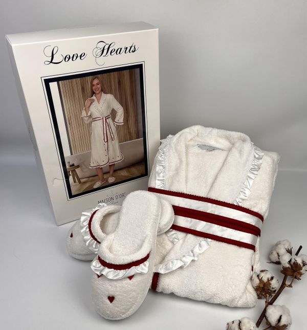 Халат жіночий Maison D'or Love Hearts Long Ecru L