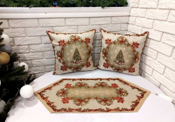 Набір новорічний доріжка 35х85 + 2 наволочки 45х45 St-135 V2