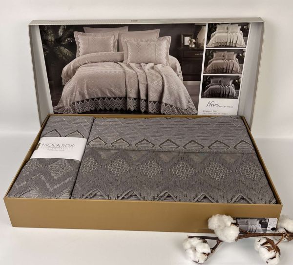 Покривало Moda Box 240х260 з наволочками Neva Anthracite