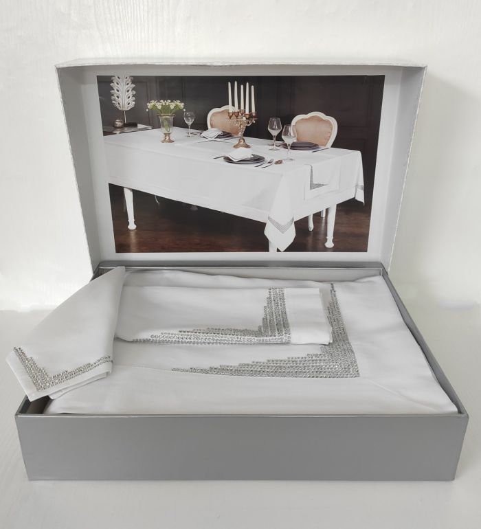 Скатертина Set Maison D'or 150х260+40x140+8psc Diamond T.Cloth White