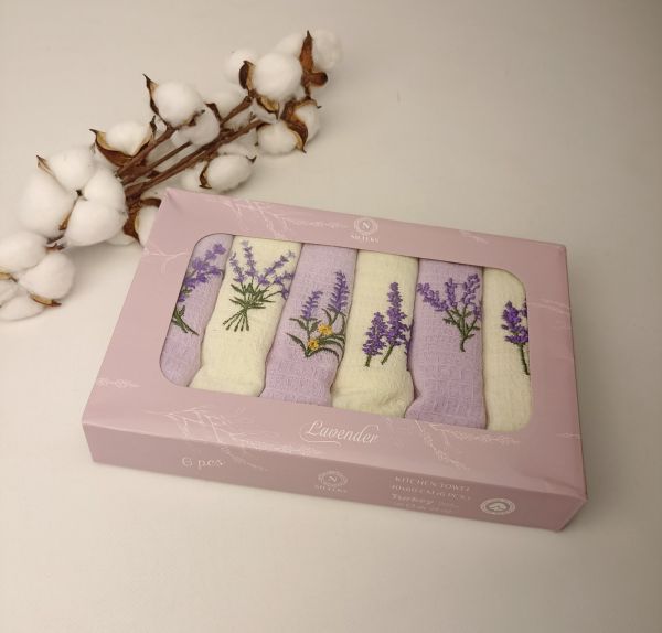Набір вафельних рушників Nilteks 6 шт Classy Lavender