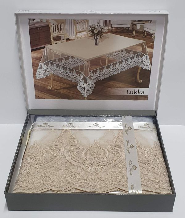 Силіконова скатертина з мереживом Maison Royale 160х300 Lukka Cappucino