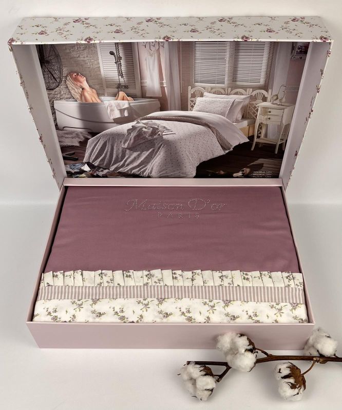 Постільна білизна Maison D'or сатин 160х220 Roses Dark Lilac