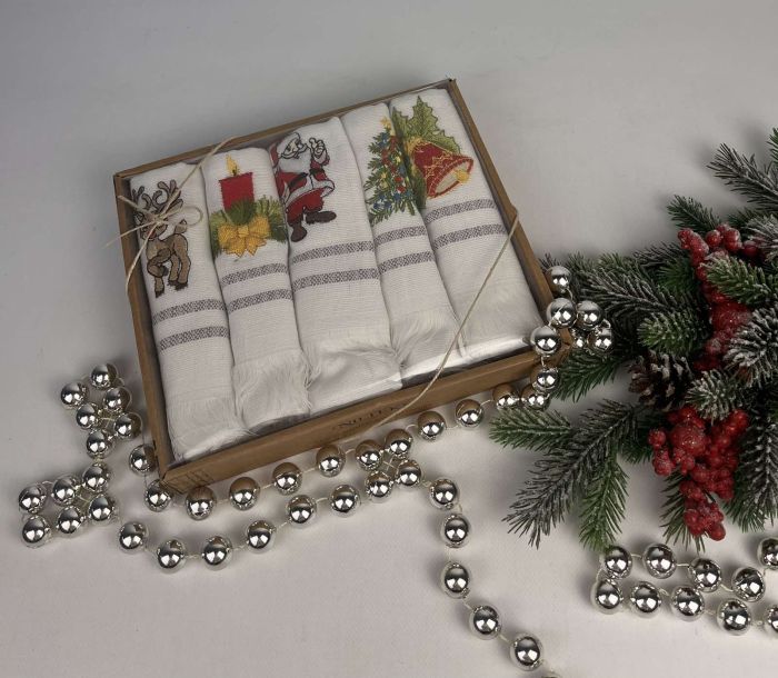 Набір рушників Nilteks 5шт Fringed Christmas