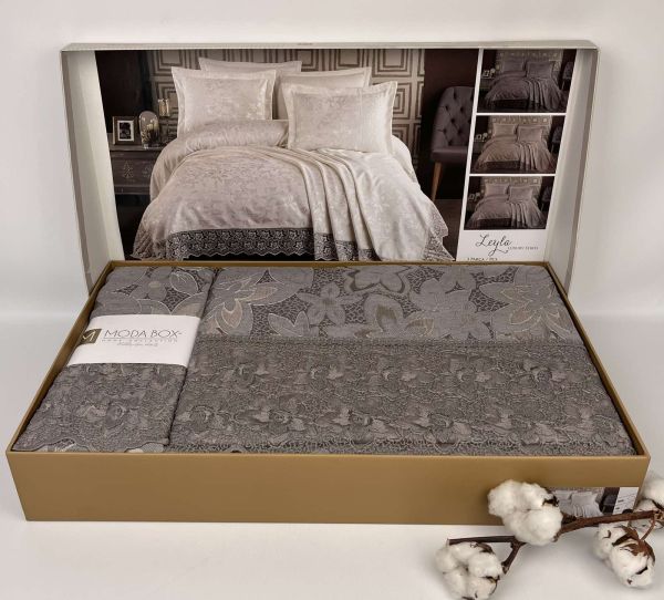 Покривало Moda Box 240х260 з наволочками Leyla Anthracite