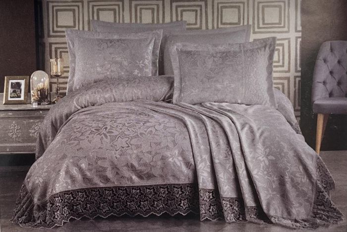 Покривало Moda Box 240х260 з наволочками Leyla Anthracite