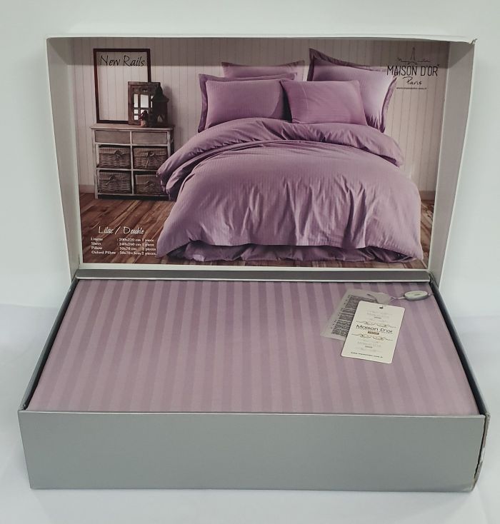 Постільна білизна Maison D'or сатин страйп 160х220 Rails Lilac