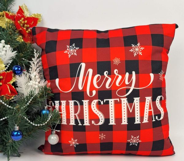 Наволочка велюр 45x45 Merry Christmas Red