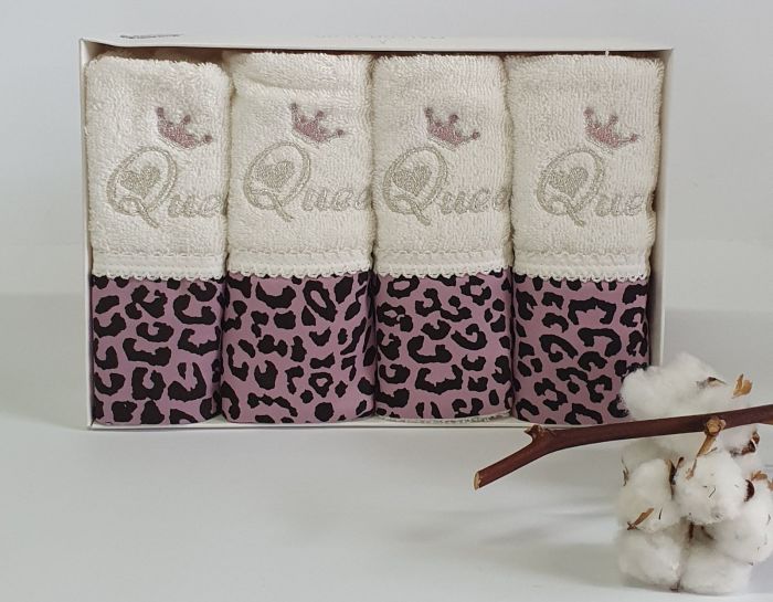 Рушники Maison D'or 4шт Queen 30x50 Ecru - Dark Lilac
