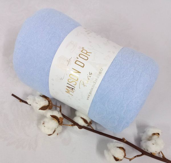 Простирадло на резинці 100x200 махра Jacquard з наволочками Maison Dor Blue