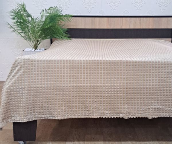 Покривало велюр без упаковки 180х220 Beige (1627)