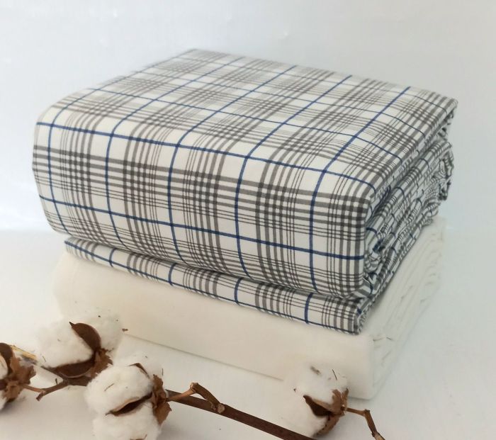 Постільна білизна Cotton Collection фланель 160х220 Blue Nordic Plaid
