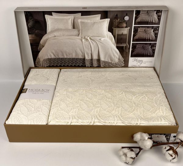 Покривало Moda Box 240х260 з наволочками Miray Krem