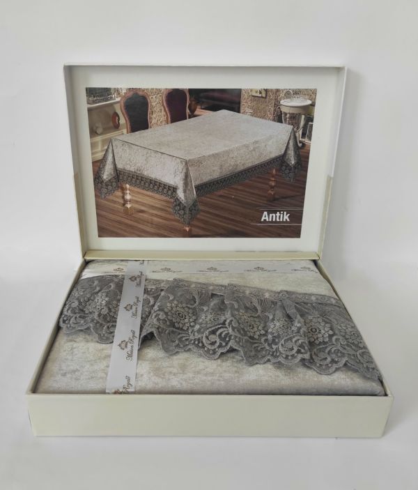 Скатертина Велюр Maison Royale 160x350 ovale Antik Grey