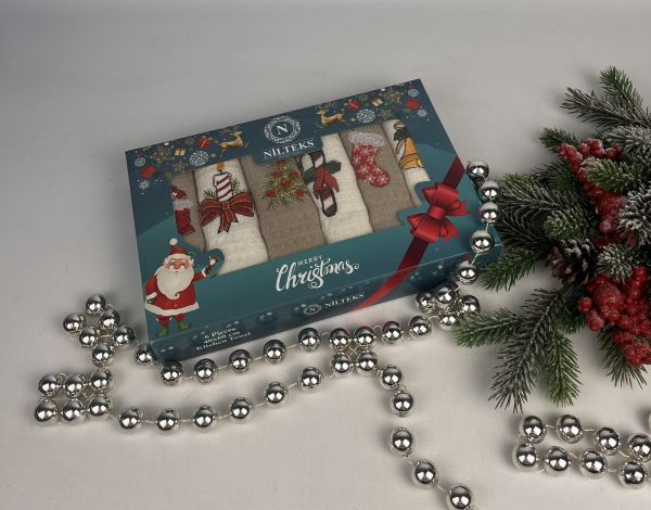 Набір вафельних рушників Nilteks 6шт Classy Christmas 1