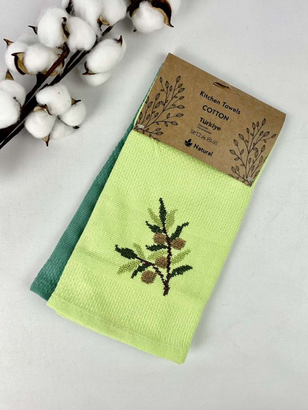 Набір кухонних рушників 2 шт Rice Pattern Hanger Olive 1